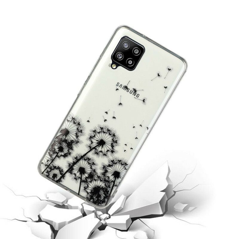 Kuori Samsung Galaxy A12 / M12 Transparent Black Dandelions