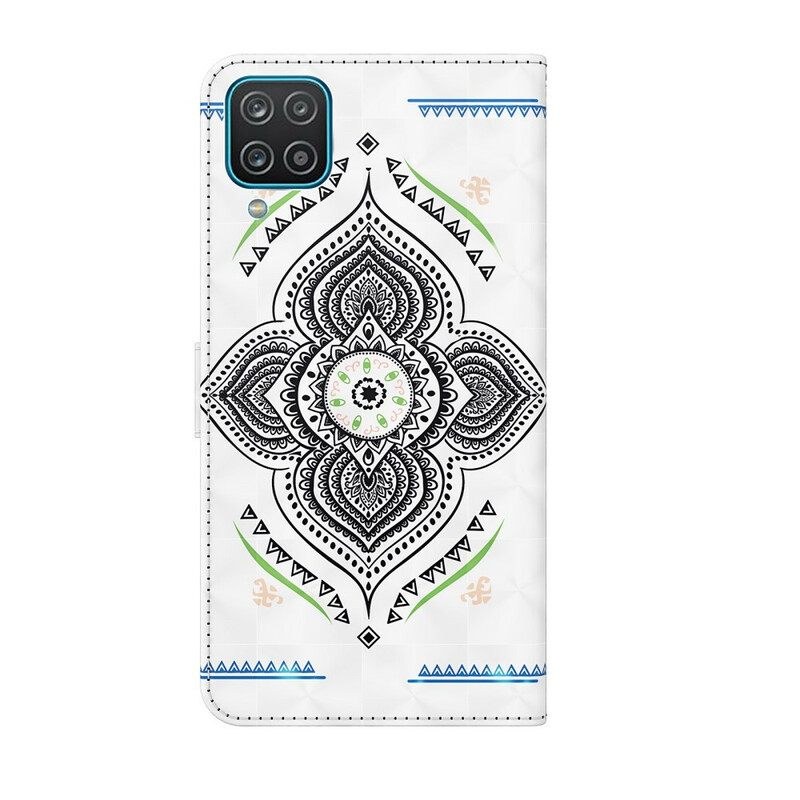 Nahkakotelo Samsung Galaxy A12 / M12 Light Spots Mandala Kaulanauhalla