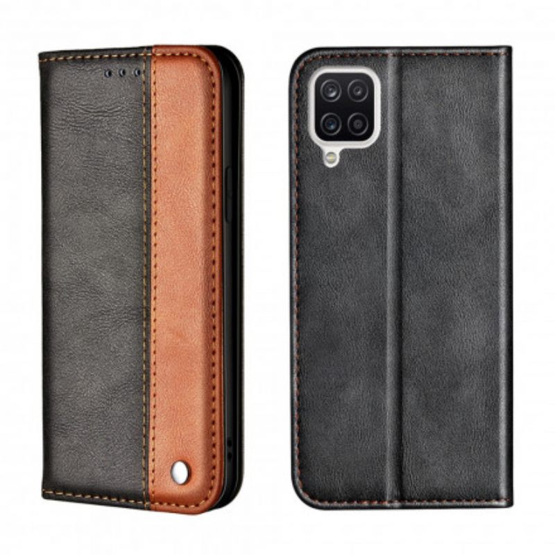 Puhelinkuoret Samsung Galaxy A12 / M12 Kotelot Flip Bicolor Leather Effect