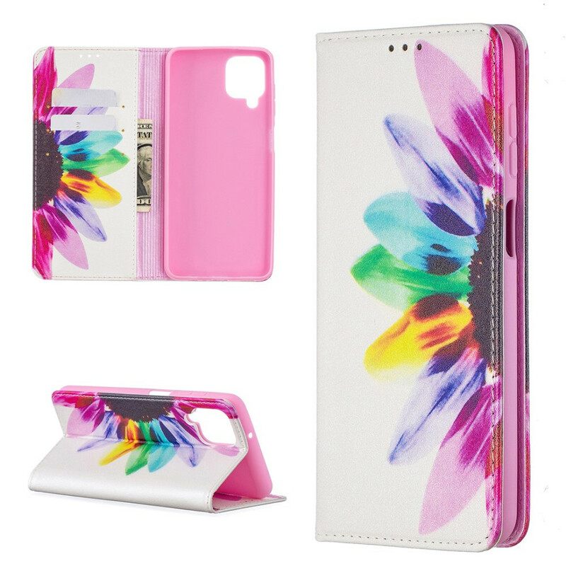 Puhelinkuoret Samsung Galaxy A12 / M12 Kotelot Flip Flower Watercolour