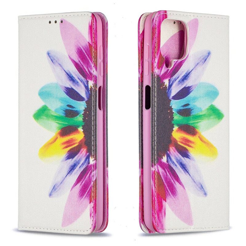 Puhelinkuoret Samsung Galaxy A12 / M12 Kotelot Flip Flower Watercolour