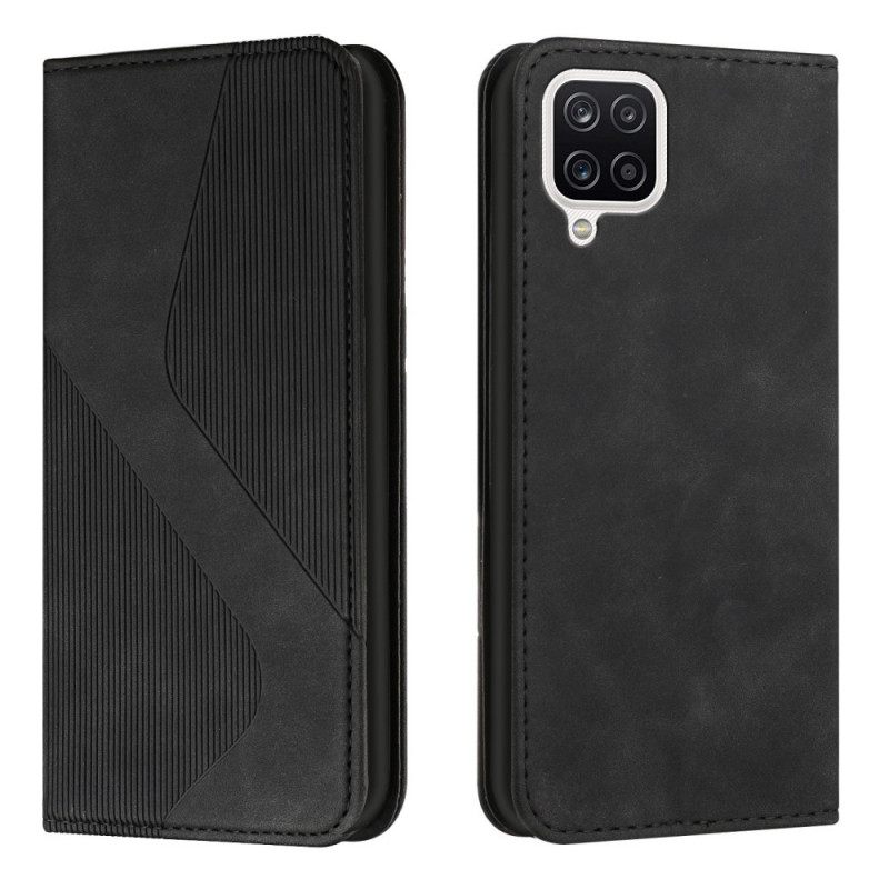 Puhelinkuoret Samsung Galaxy A12 / M12 Kotelot Flip Style Leather S-design