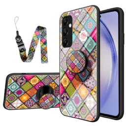 Case Samsung Galaxy A55 5g Puhelinkuoret Tuki- Ja Patchwork-hihnalla