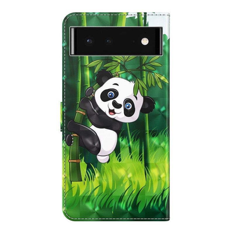 Kotelot Google Pixel 7 Suojaketju Kuori Panda Ja Bamboo Kaulanauhalla