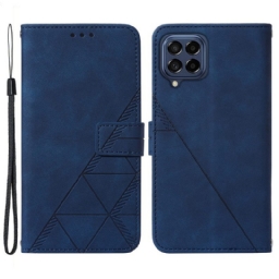 Nahkakotelo Samsung Galaxy M33 5G Suojaketju Kuori Strappy Triangles