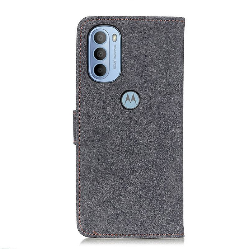 Flip Case Moto G31 / Moto G41 Faux Leather Split Retro Khazneh