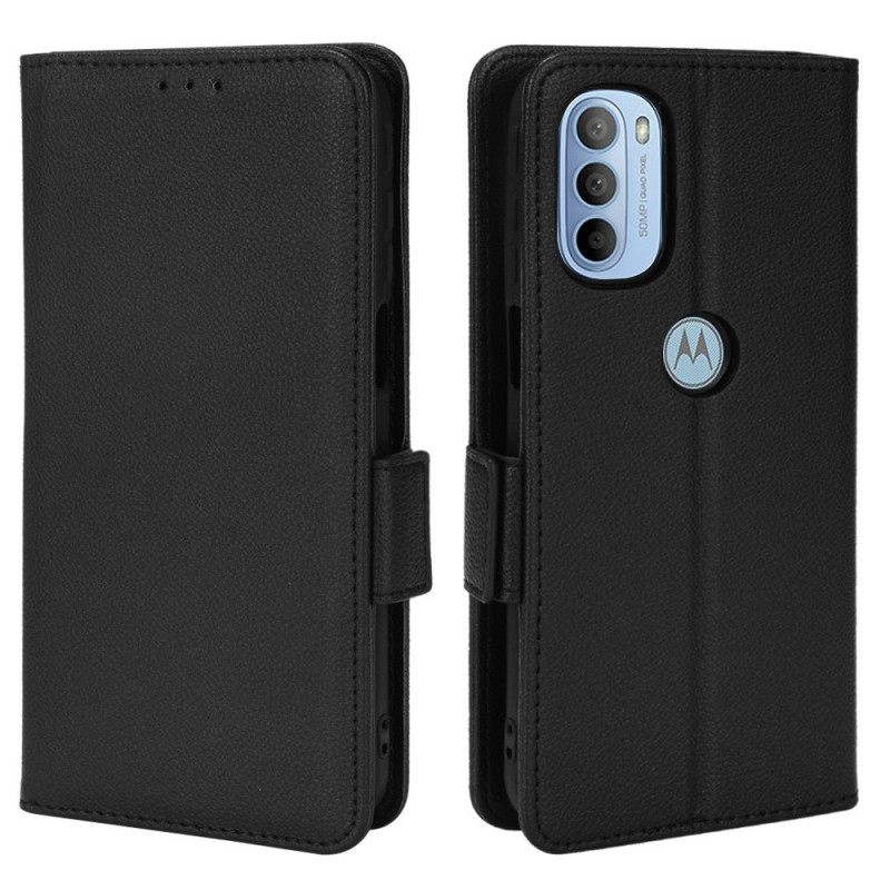 Flip Case Moto G31 / Moto G41 Kotelot Flip Flap Double Litchi Uusia Värejä