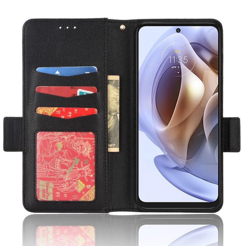 Flip Case Moto G31 / Moto G41 Kotelot Flip Flap Double Litchi Uusia Värejä