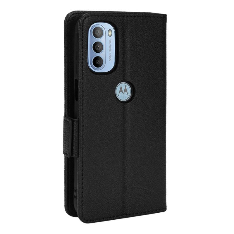 Flip Case Moto G31 / Moto G41 Kotelot Flip Flap Double Litchi Uusia Värejä