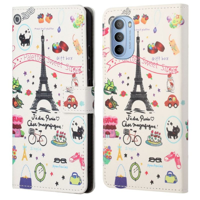 Flip Case Moto G31 / Moto G41 Rakastan Pariisia