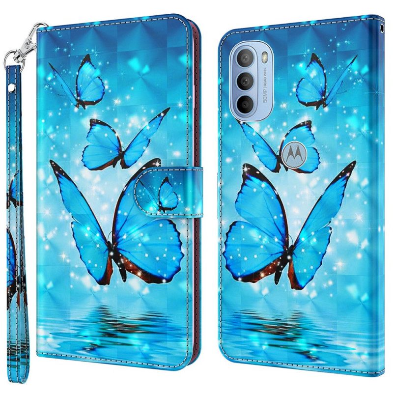 Kotelot Moto G31 / Moto G41 Flying Blue Butterflies