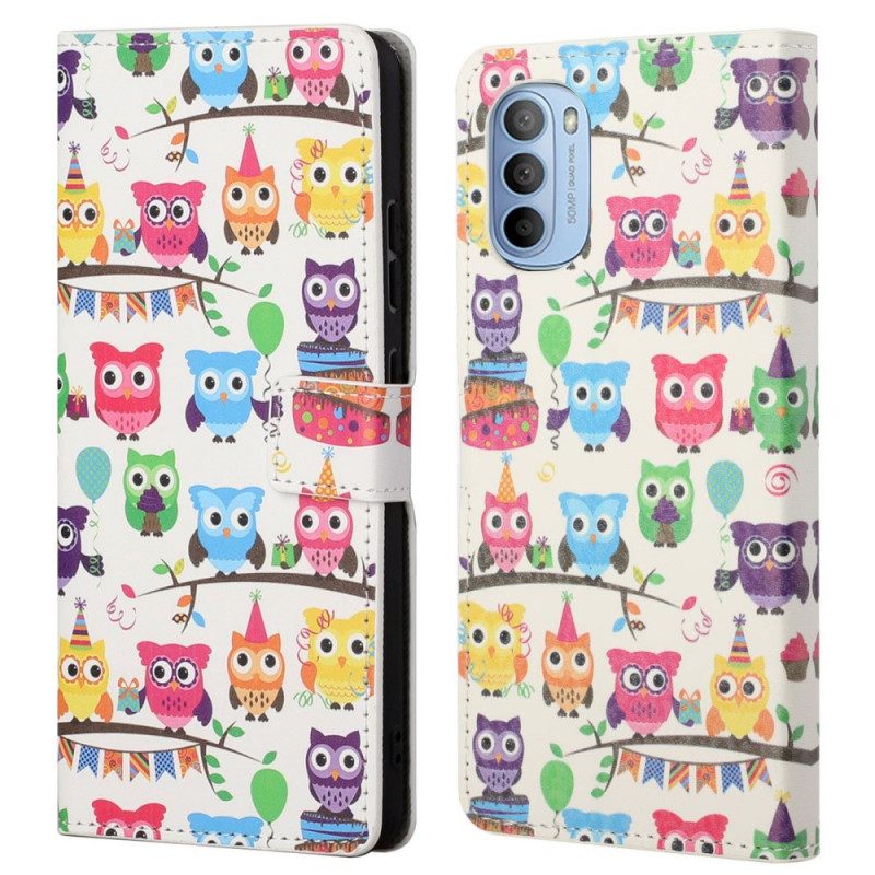 Kotelot Moto G31 / Moto G41 Owls Valkoinen Tausta