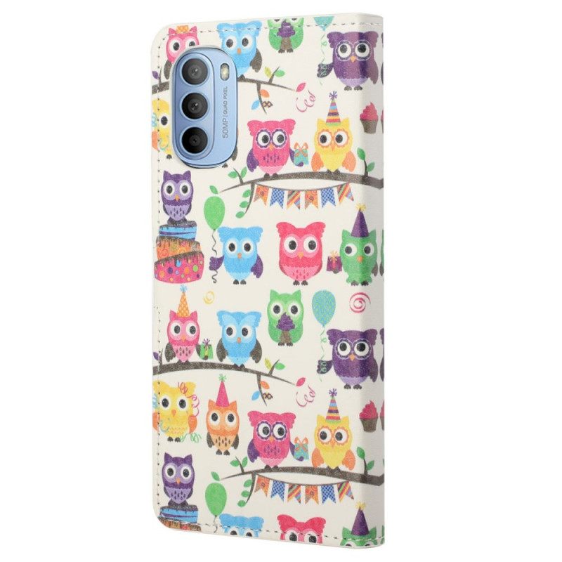 Kotelot Moto G31 / Moto G41 Owls Valkoinen Tausta