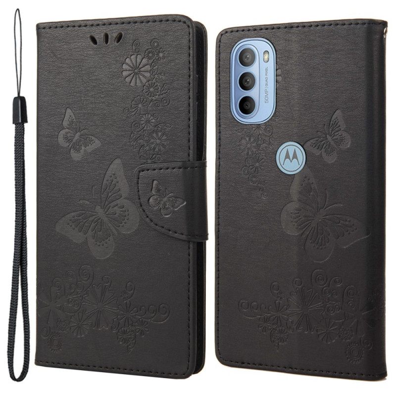 Kotelot Moto G31 / Moto G41 Suojaketju Kuori Splendid Butterflies Hihnalla