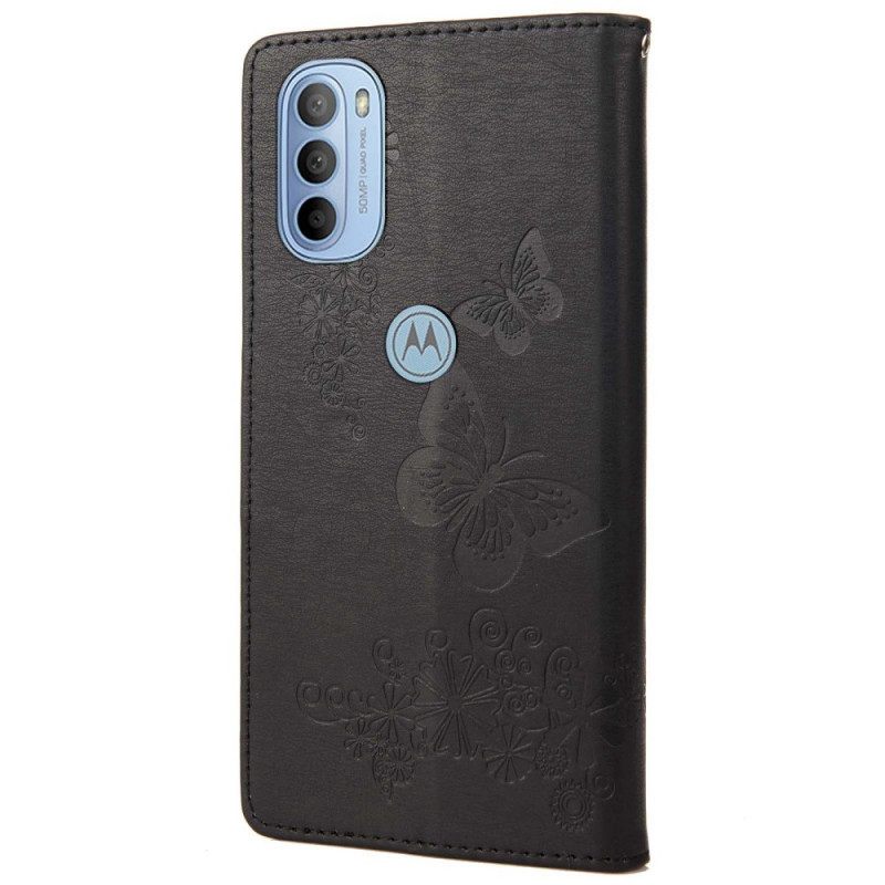 Kotelot Moto G31 / Moto G41 Suojaketju Kuori Splendid Butterflies Hihnalla