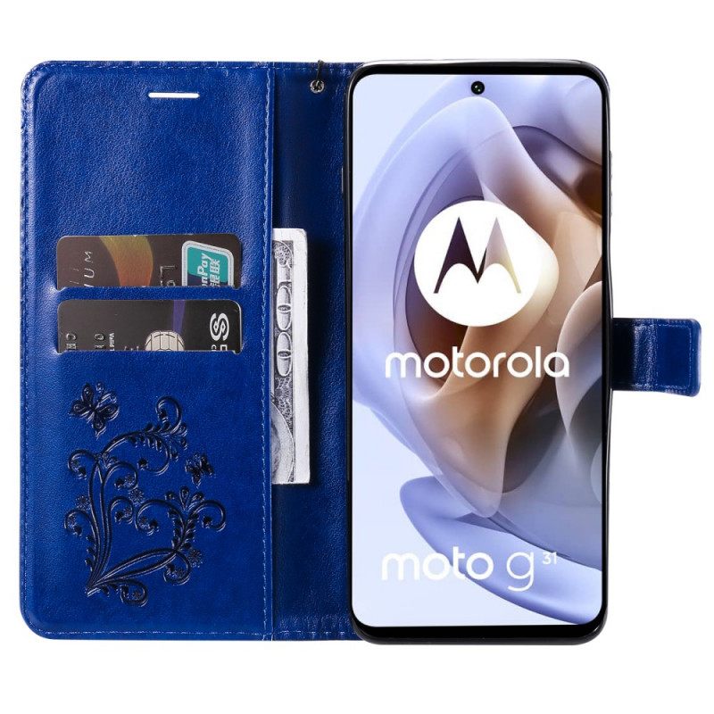 Nahkakotelo Moto G31 / Moto G41 Suojaketju Kuori Giant Thong Butterflies