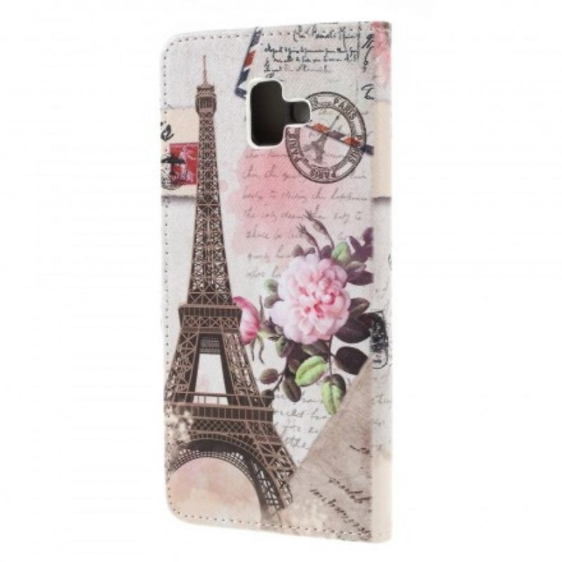 Nahkakotelo Samsung Galaxy J6 Plus Retro Eiffel-torni