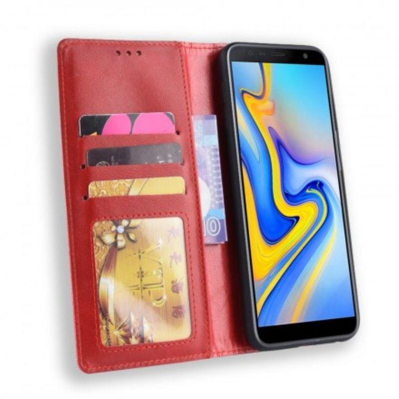 Puhelinkuoret Samsung Galaxy J6 Plus Kotelot Flip Tyylitelty Vintage-nahkaefekti