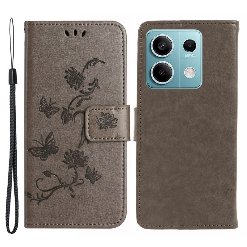 Kotelot Xiaomi Redmi Note 13 5g Strap Flowers Suojakuori