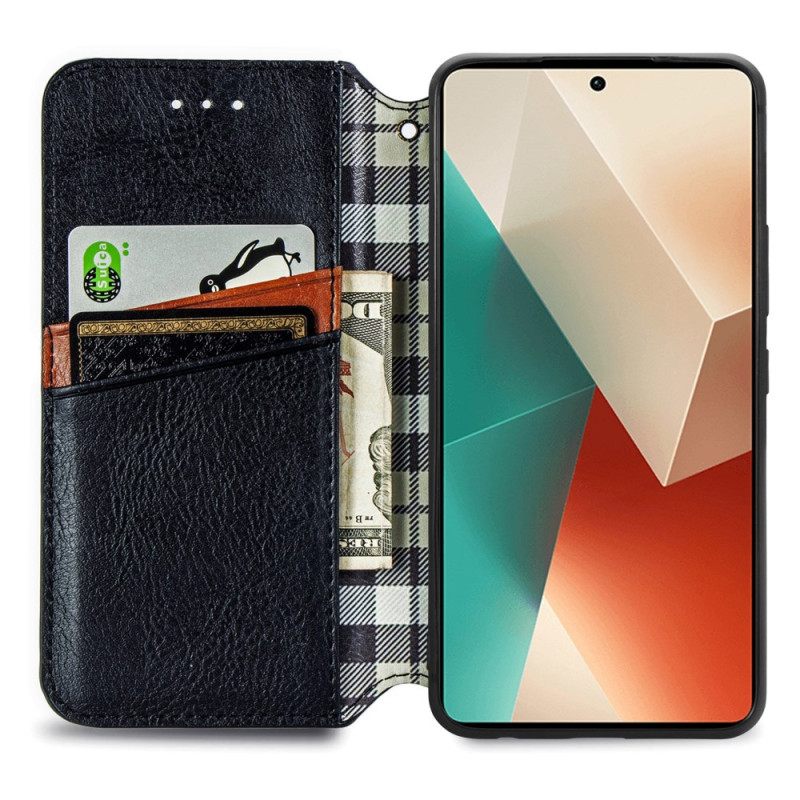 Nahkakotelo Xiaomi Redmi Note 13 5g Vintage Leather Effect -timantit