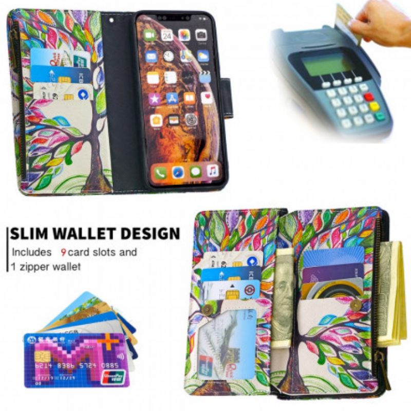 Flip Case iPhone XS Max Vetoketjullinen Puutasku