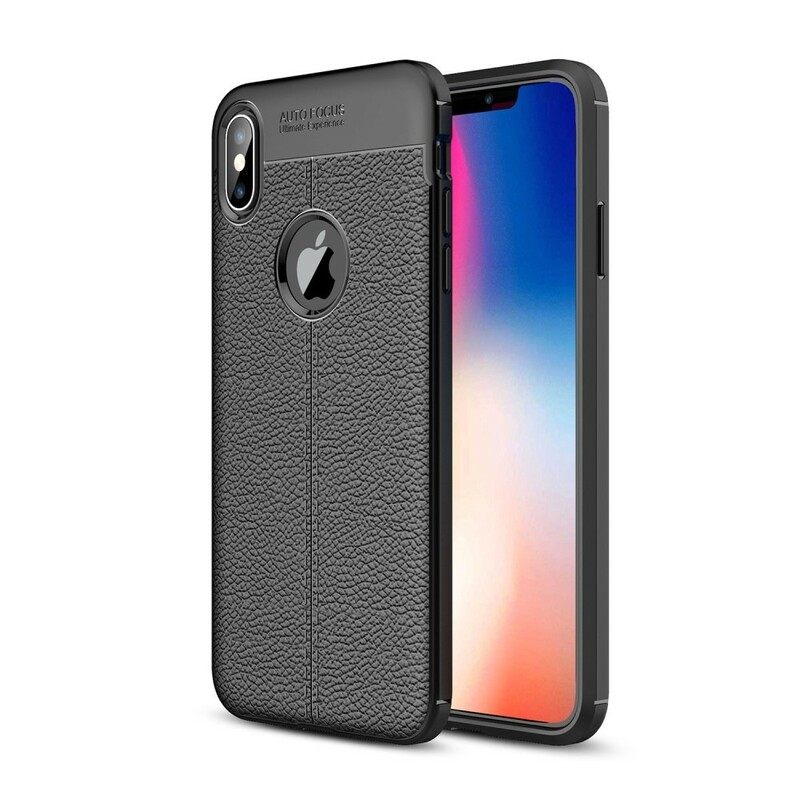 Kuori iPhone XS Max Double Line Litchi Leather Effect