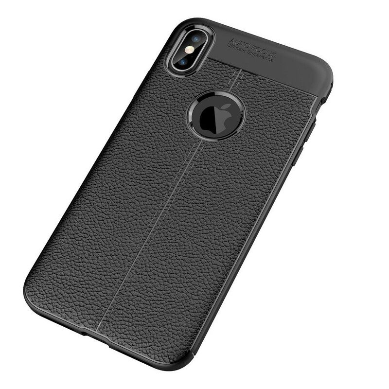 Kuori iPhone XS Max Double Line Litchi Leather Effect