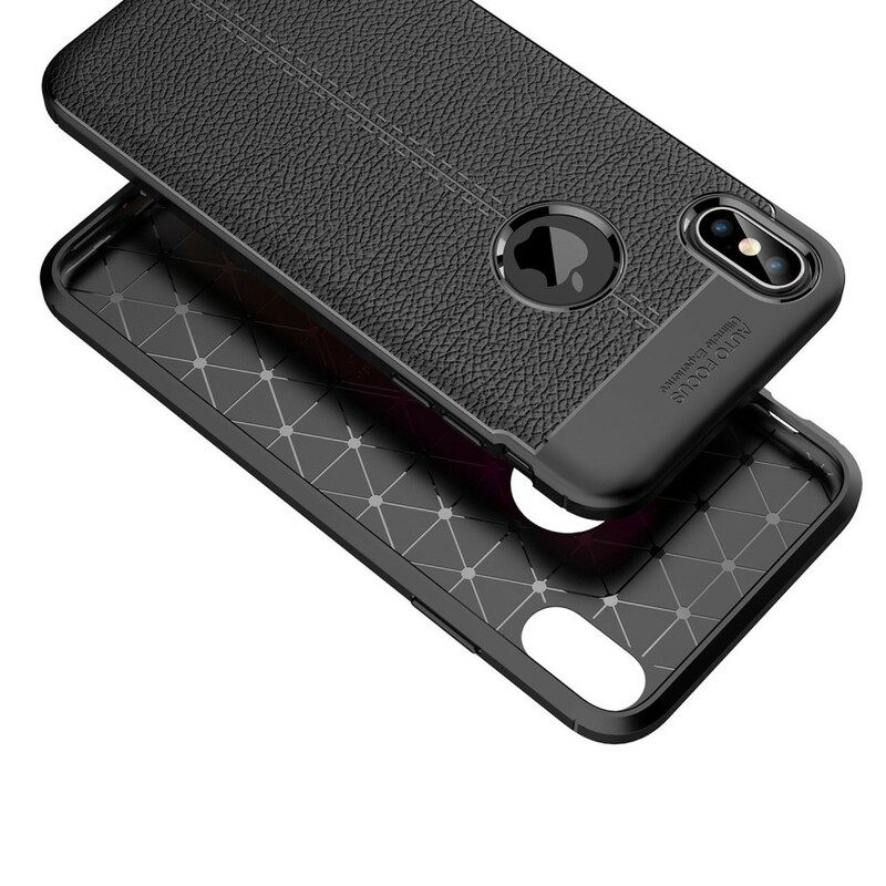 Kuori iPhone XS Max Double Line Litchi Leather Effect