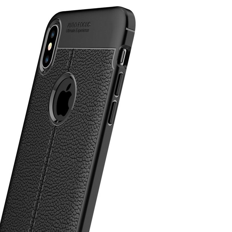 Kuori iPhone XS Max Double Line Litchi Leather Effect