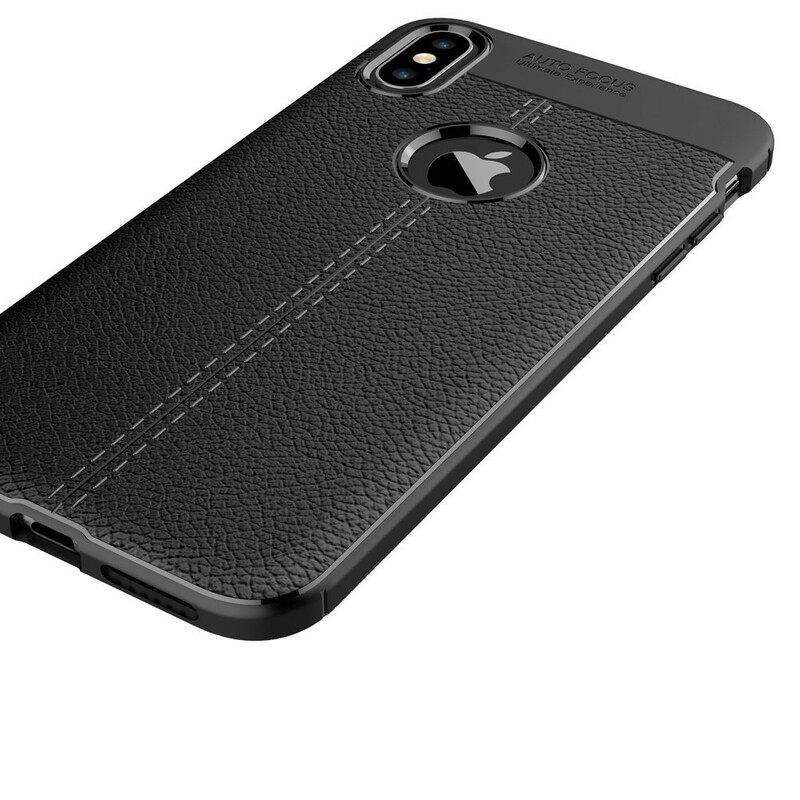 Kuori iPhone XS Max Double Line Litchi Leather Effect