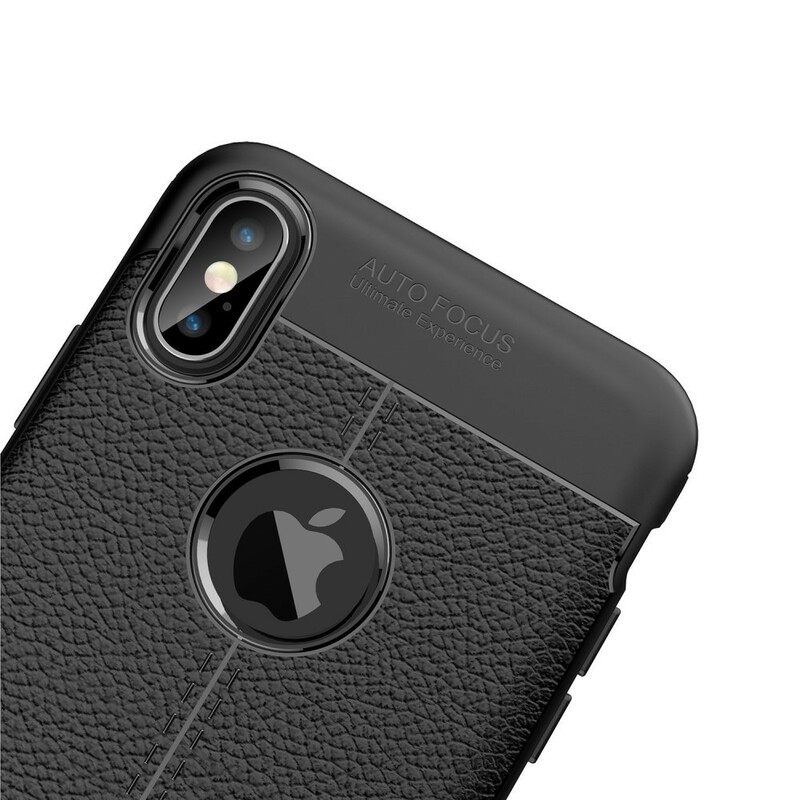 Kuori iPhone XS Max Double Line Litchi Leather Effect