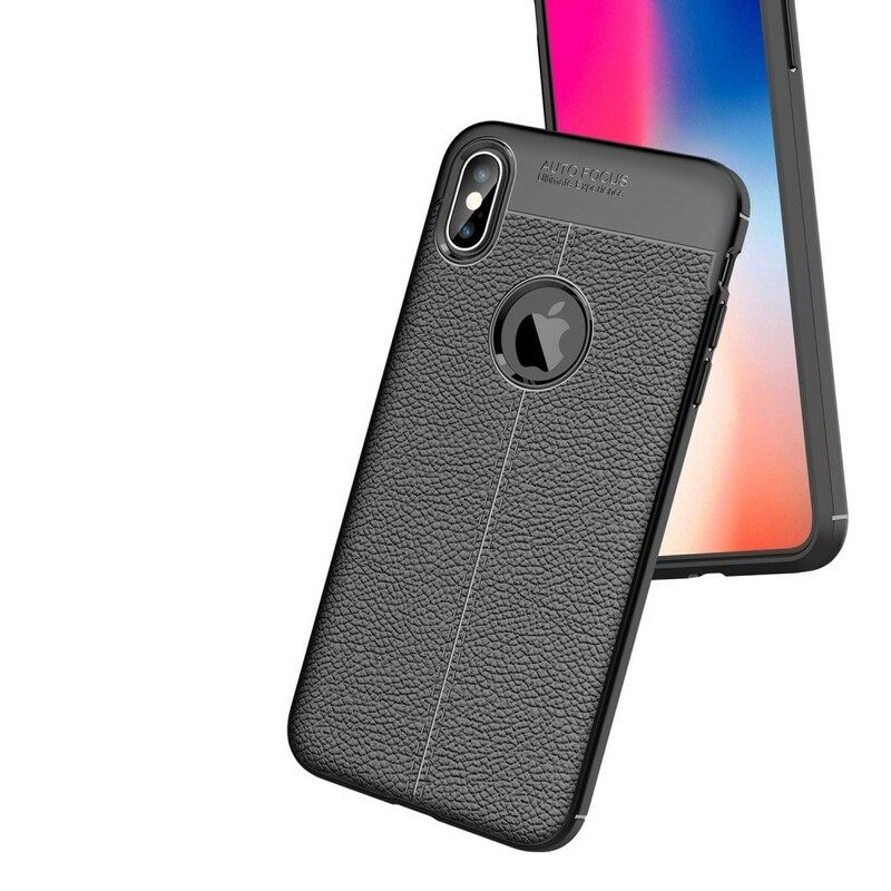 Kuori iPhone XS Max Double Line Litchi Leather Effect