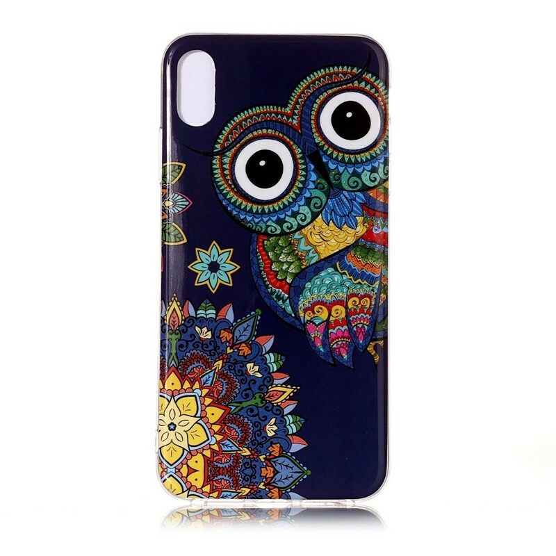 Kuori iPhone XS Max Owl Fluoresoiva Mandala