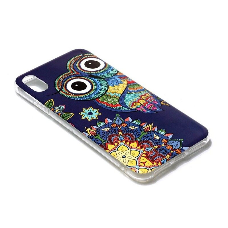 Kuori iPhone XS Max Owl Fluoresoiva Mandala