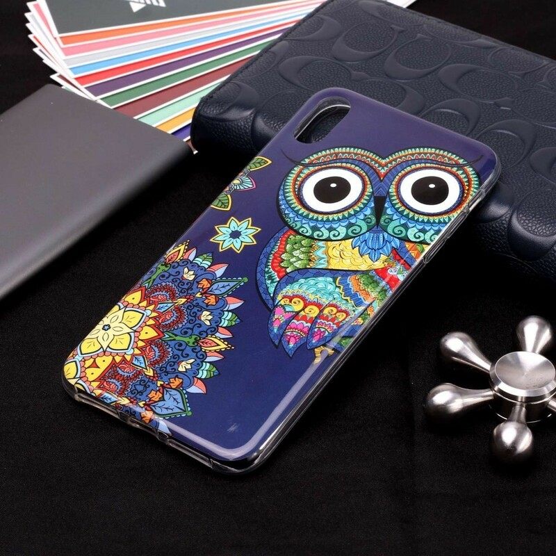 Kuori iPhone XS Max Owl Fluoresoiva Mandala