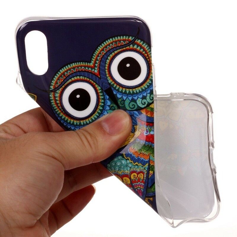 Kuori iPhone XS Max Owl Fluoresoiva Mandala