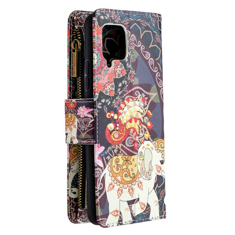 Flip Case Samsung Galaxy A42 5G Elephant Vetoketjutasku