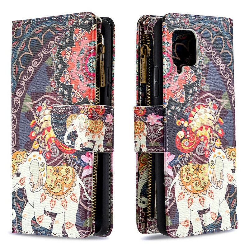 Flip Case Samsung Galaxy A42 5G Elephant Vetoketjutasku