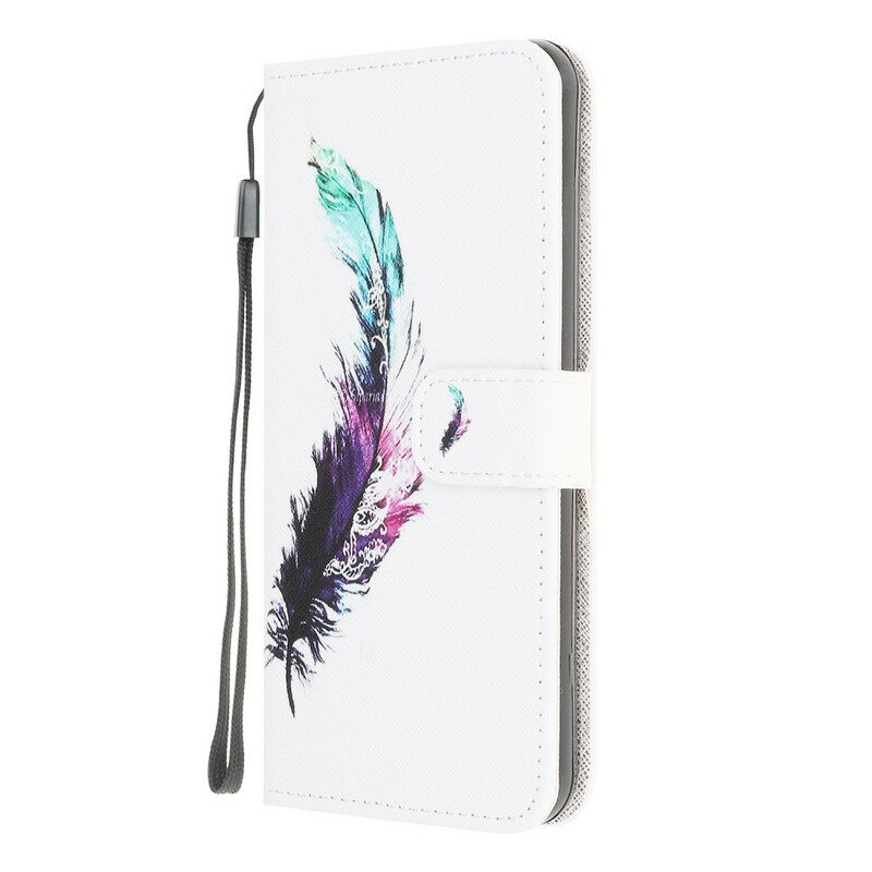 Kotelot Samsung Galaxy A42 5G Suojaketju Kuori Feather Kaulanauhalla