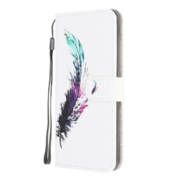 Kotelot Samsung Galaxy A42 5G Suojaketju Kuori Feather Kaulanauhalla