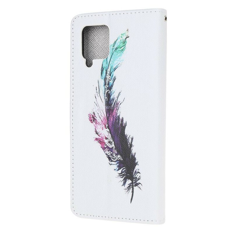 Kotelot Samsung Galaxy A42 5G Suojaketju Kuori Feather Kaulanauhalla