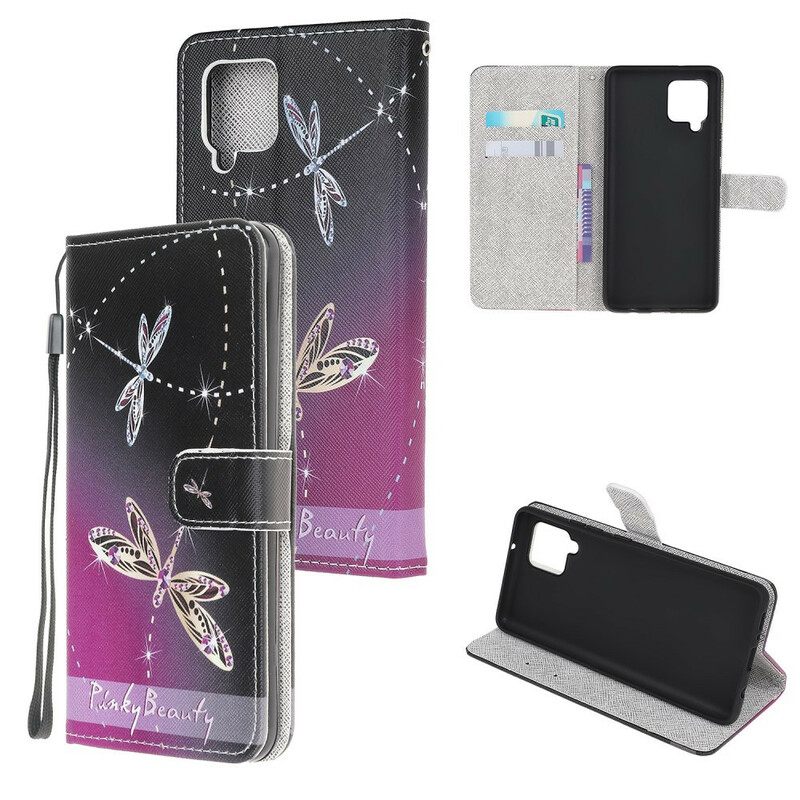 Kotelot Samsung Galaxy A42 5G Suojaketju Kuori Strappy Dragonflies