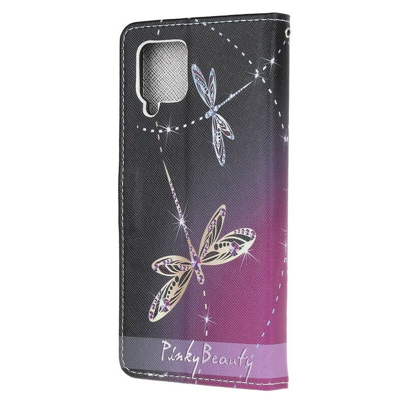 Kotelot Samsung Galaxy A42 5G Suojaketju Kuori Strappy Dragonflies