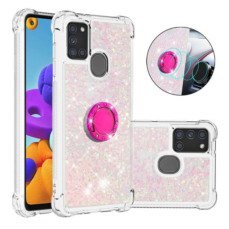 Case Samsung Galaxy A21s Paljetteja Rengastuella