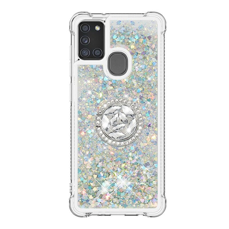 Case Samsung Galaxy A21s Paljetteja Rengastuella