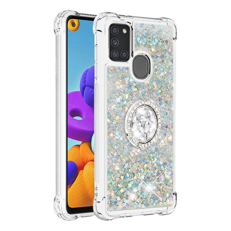 Case Samsung Galaxy A21s Paljetteja Rengastuella