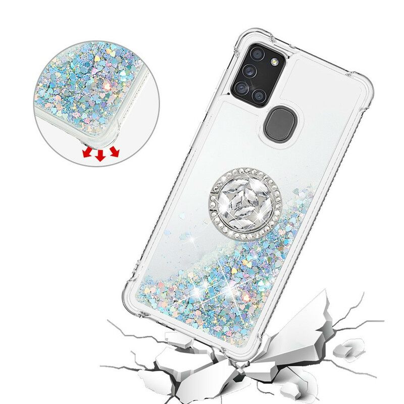 Case Samsung Galaxy A21s Paljetteja Rengastuella