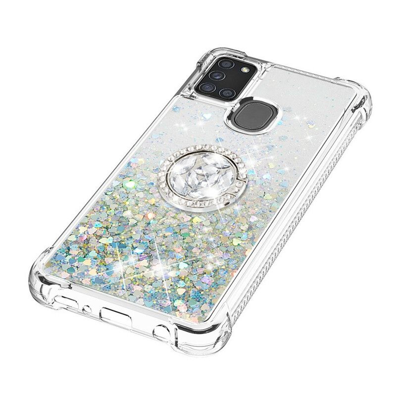 Case Samsung Galaxy A21s Paljetteja Rengastuella