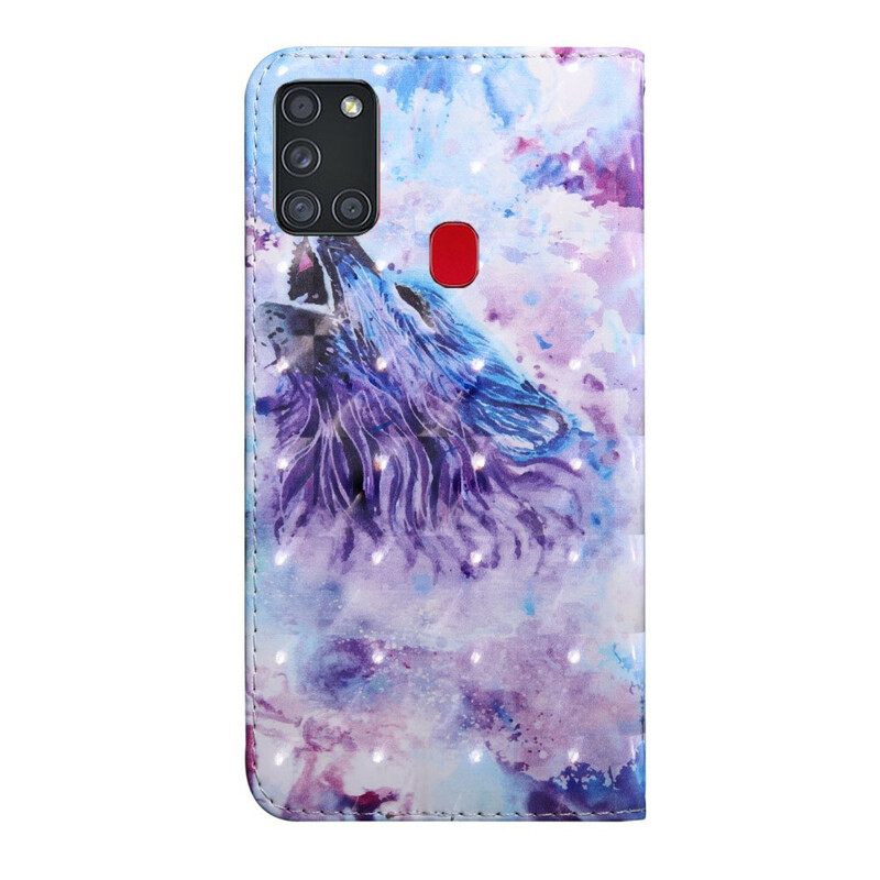 Flip Case Samsung Galaxy A21s Wolf Watercolour