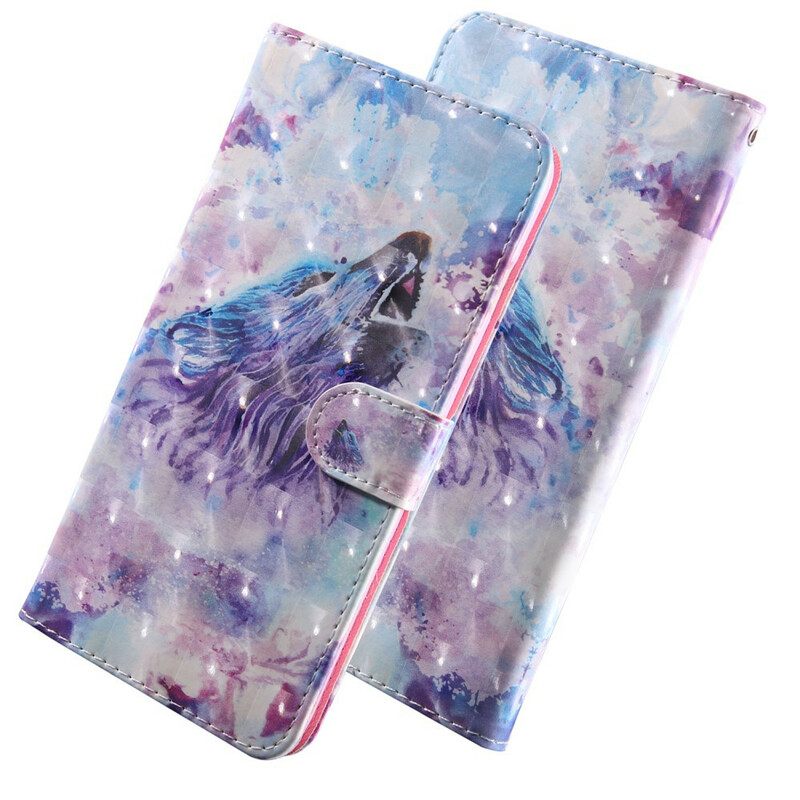 Flip Case Samsung Galaxy A21s Wolf Watercolour